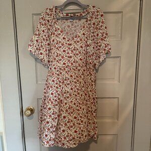 Short-sleeve v-neck mini-swing dress